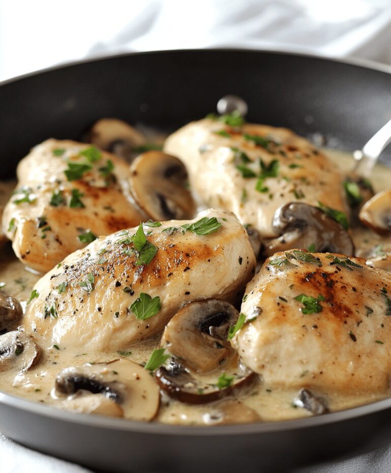 Creamy Skillet Asiago Chicken and Mushrooms Recipe