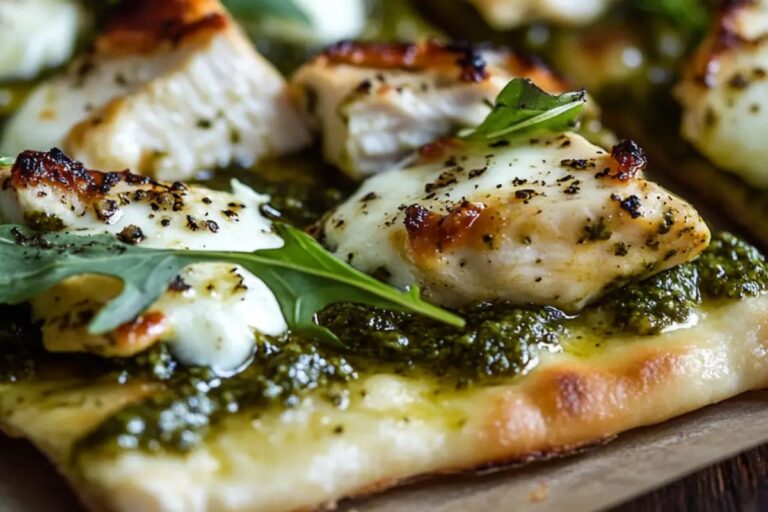 Pesto Chicken And Fresh Mozzarella Flatbread Recipe