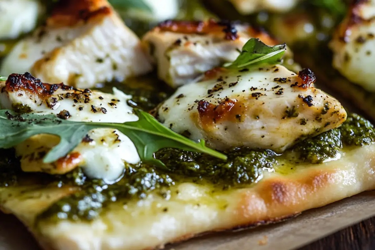Pesto Chicken And Fresh Mozzarella Flatbread Recipe