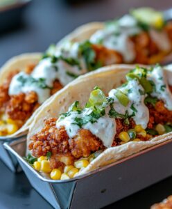 Crispy Fried Chicken Street Corn Taco With Jalapeno Lime Ranch Recipe