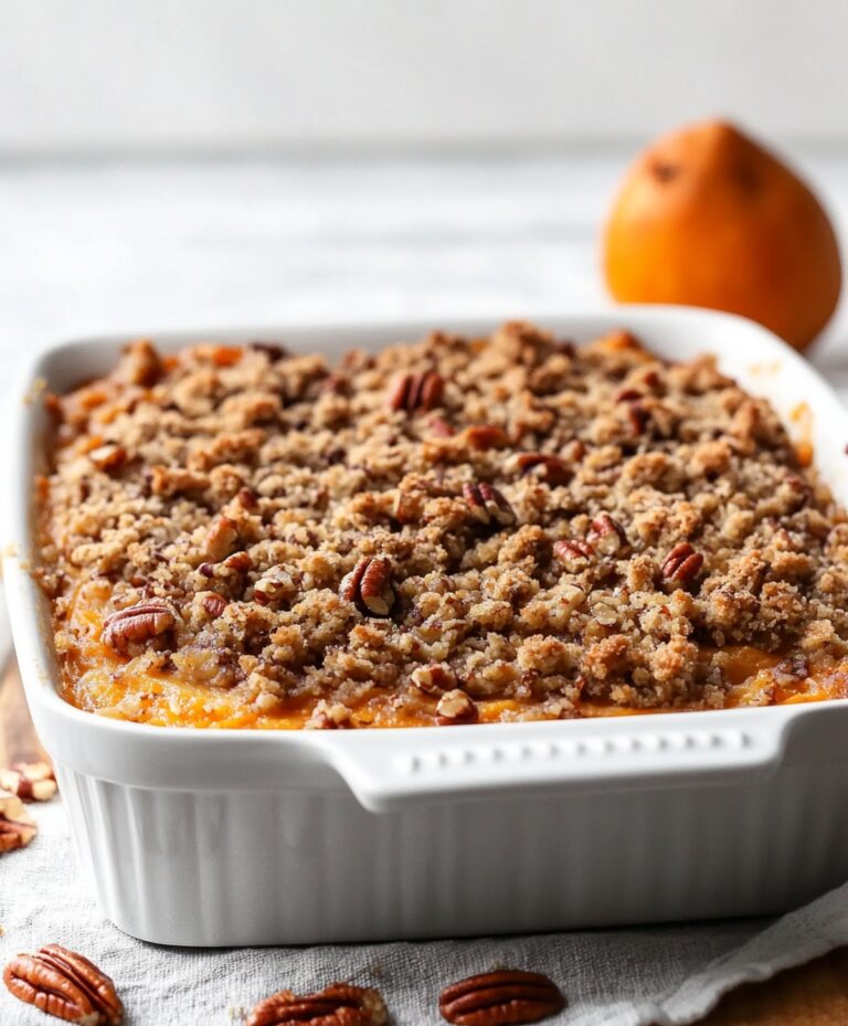 Best Sweet Potato Casserole With Butter Pecan Crumble Topping Recipe