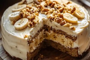 Heavenly Banana Walnut Cream Cake Recipe