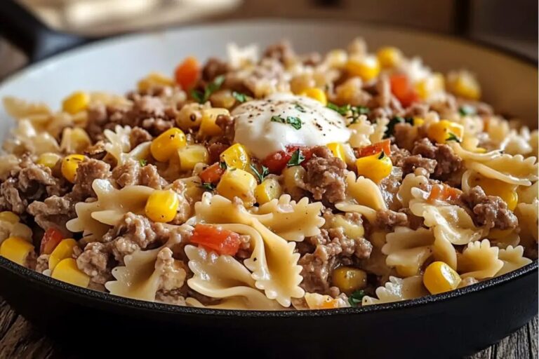 Creamy Ranch Beef Bowtie Skillet With Sweet Corn Recipe