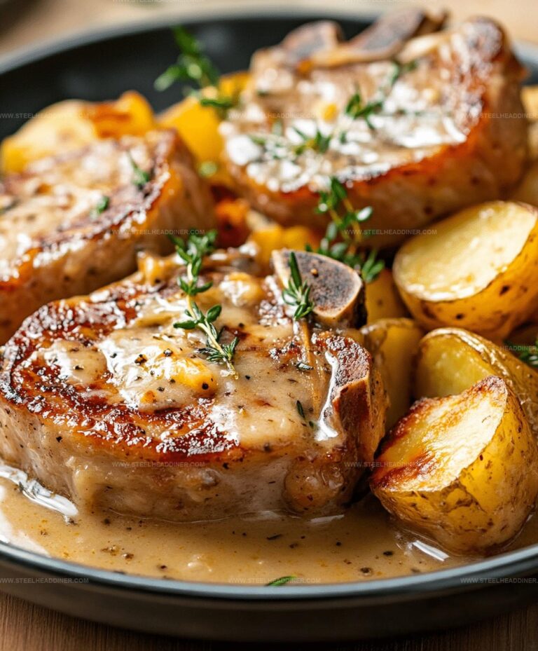 Garlic Parmesan Pork Chops With Cheesy Scalloped Potatoes Recipe