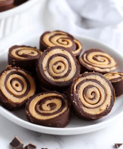 No Bake Chocolate Peanut Butter Pinwheels Recipe