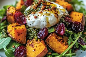 Grilled Sweet Potato & Burrata Salad With Cranberry Pepita Pesto Recipe