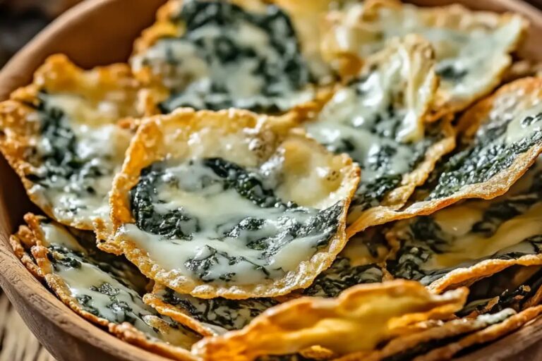 Spinach Dip Cheese Crisps Recipe