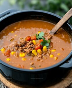 Spicy Ground Beef Enchilada Soup Recipe