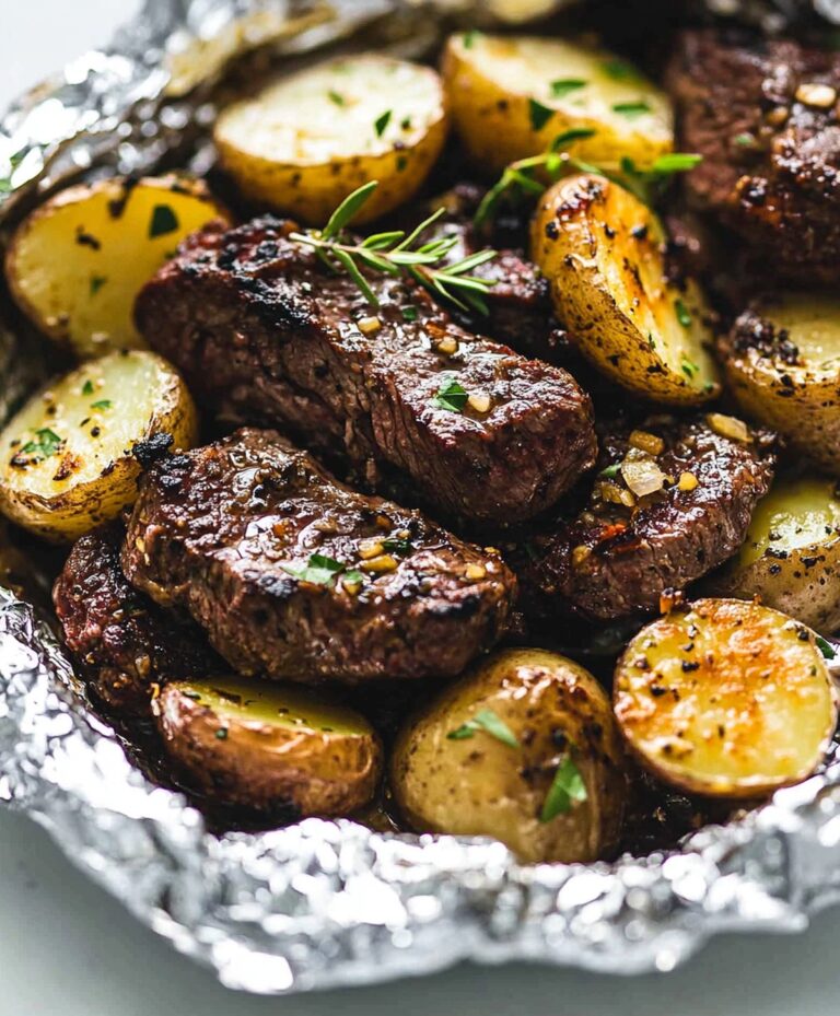Savory Garlic Steak & Potato Foil Packets Recipe
