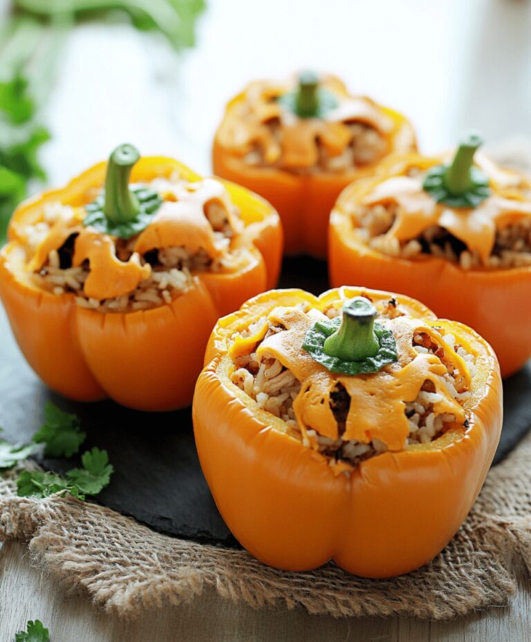 Shredded Chicken & Rice Stuffed Peppers Recipe