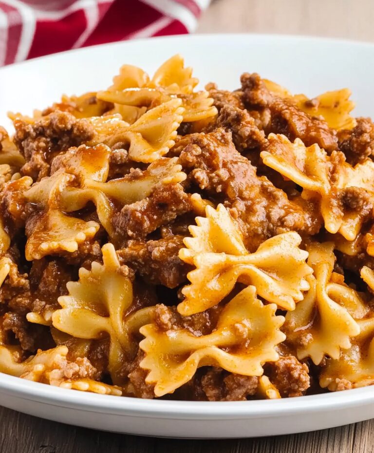 Delicious Beef And Bowtie Pasta In Garlic Butter Recipe