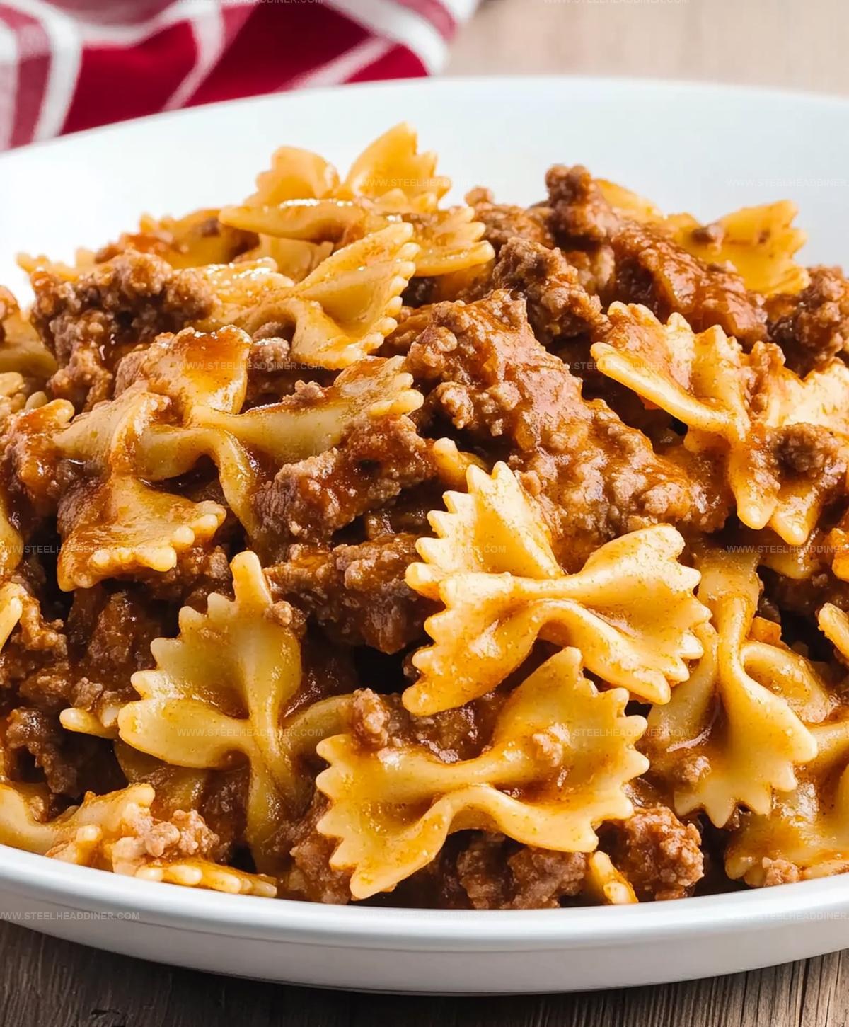 Delicious Beef And Bowtie Pasta In Garlic Butter Recipe