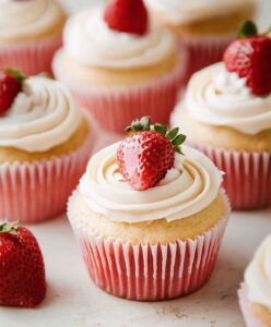 White Chocolate Strawberry Cupcakes Recipe