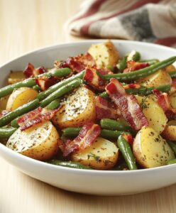 Delicious Country Ranch Green Beans And Potatoes With Bacon Recipe