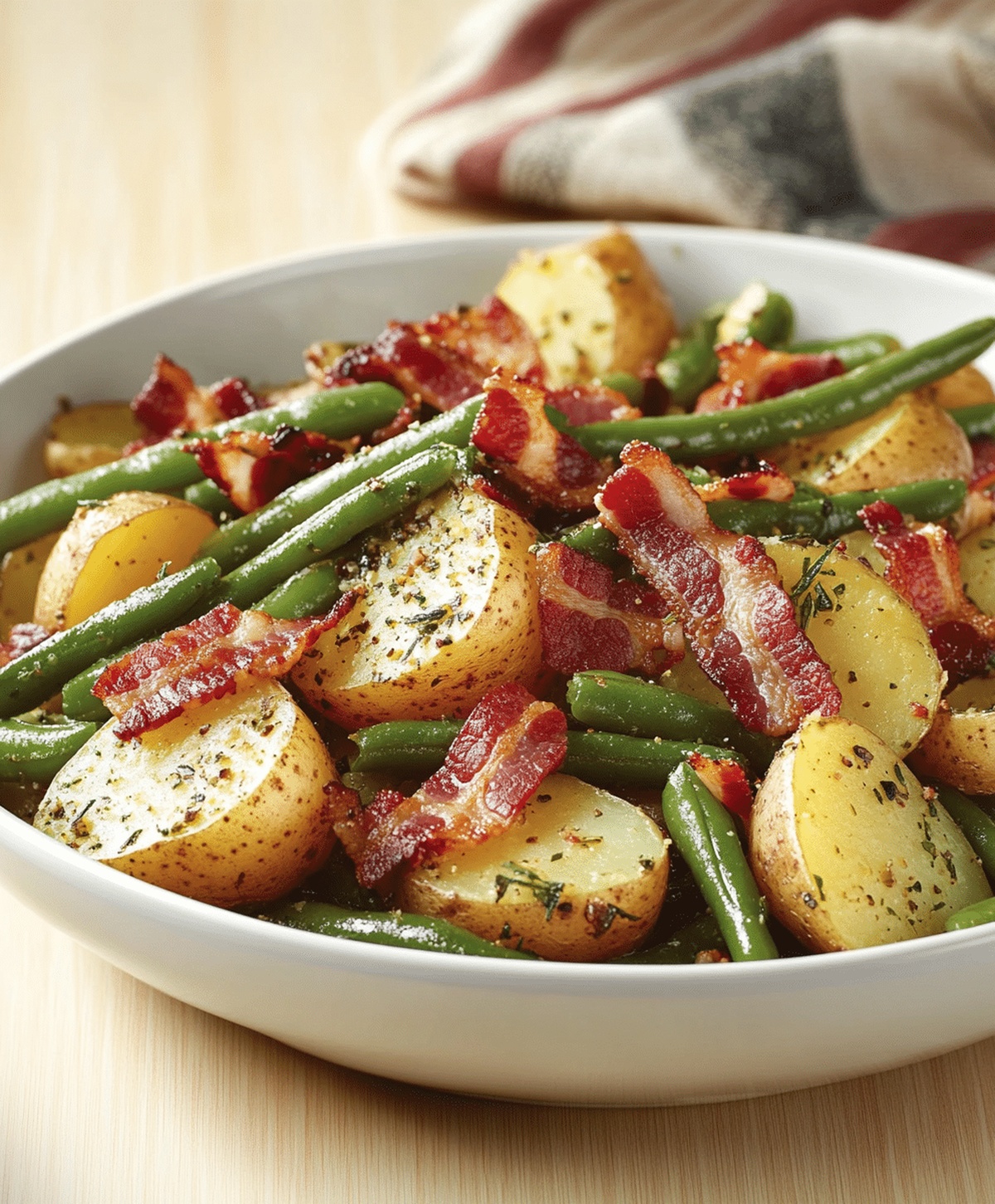 Delicious Country Ranch Green Beans And Potatoes With Bacon Recipe