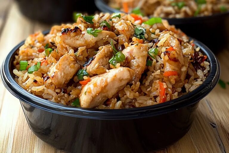 High Protein Crispy Garlic Chicken Fried Rice Recipe