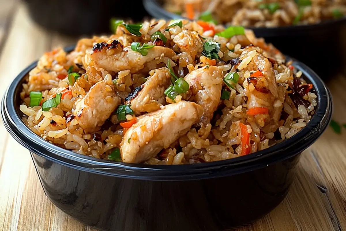 High Protein Crispy Garlic Chicken Fried Rice Recipe