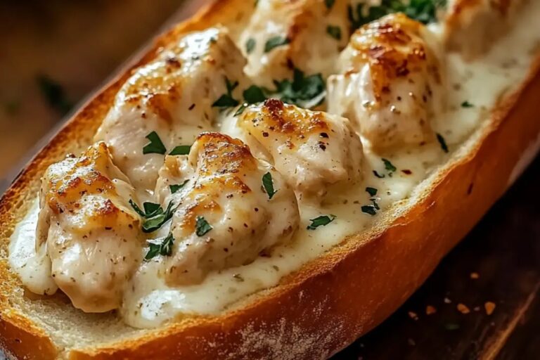 Chicken Alfredo Stuffed Garlic Bread Subs Recipe