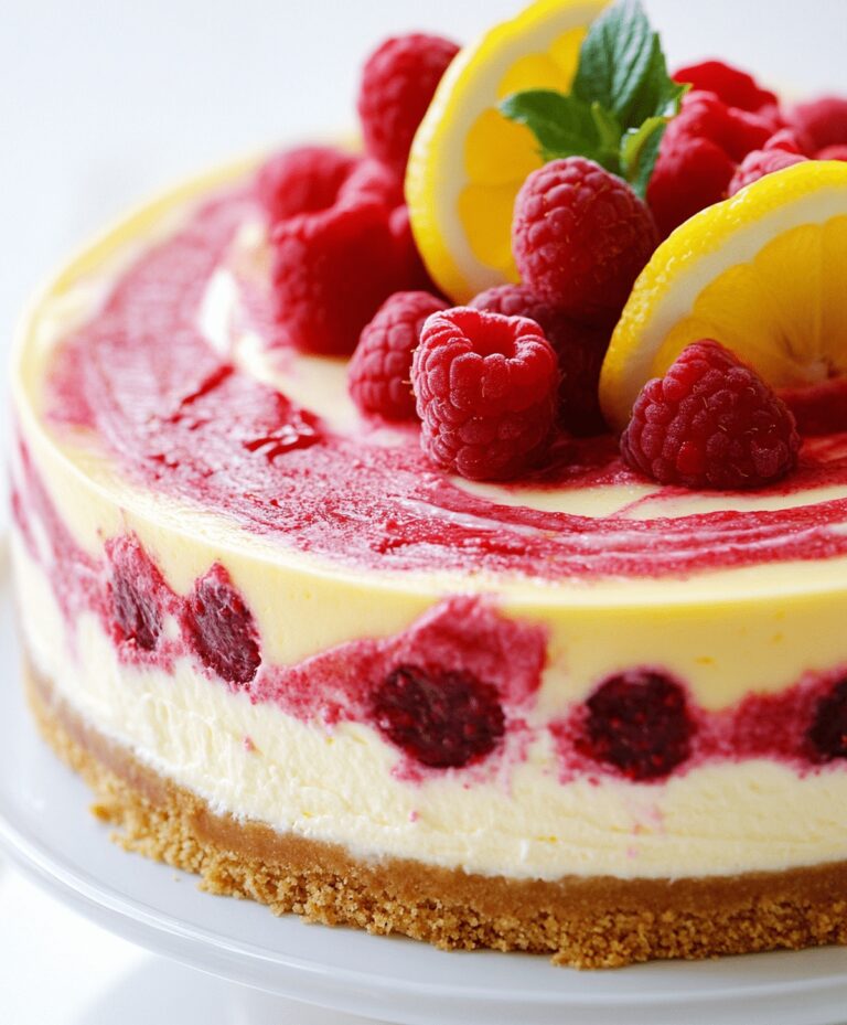 Delicious Lemon Raspberry Swirl Cheesecake Recipe