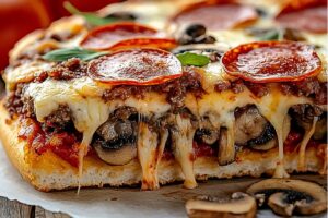 Monster Pepperoni And Mushroom Pizza Burger Recipe