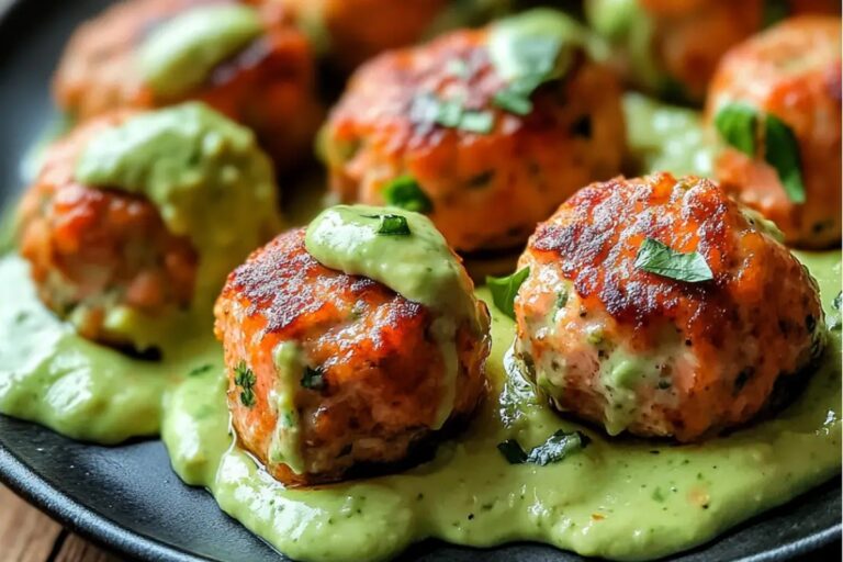 Baked Salmon Meatballs With Creamy Avocado Sauce Recipe