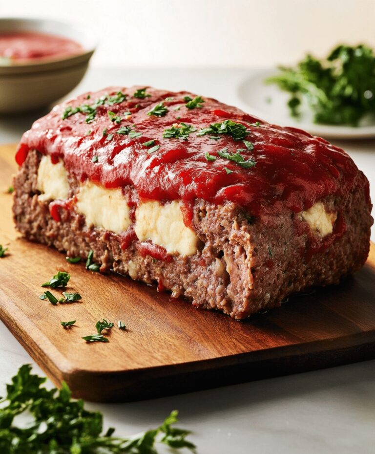 Mozzarella Stuffed Meatloaf Recipe