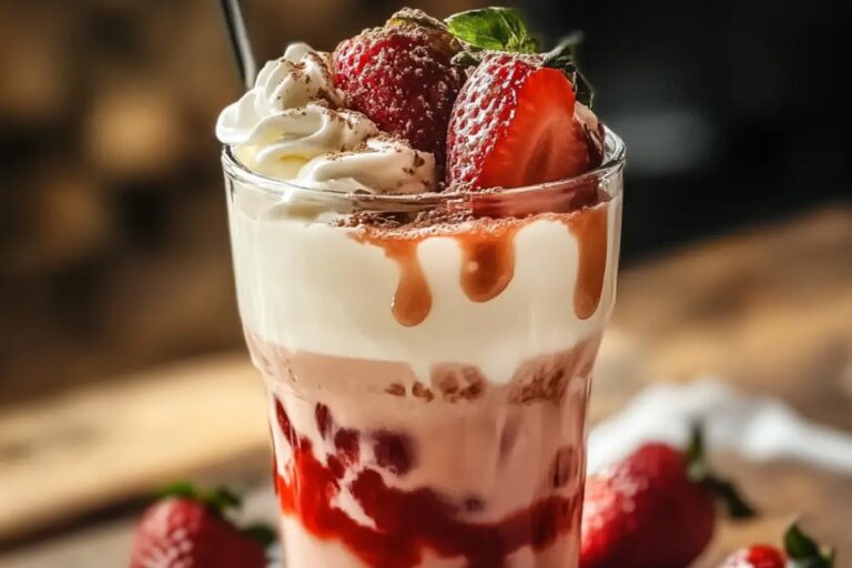 Valentines Strawberries Cream Iced Latte Recipe