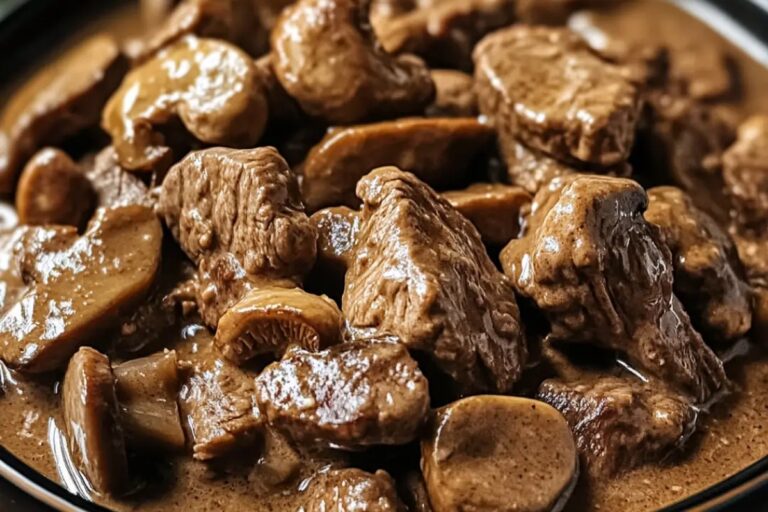 Creamy Crockpot Beef Tips & Mushrooms Recipe