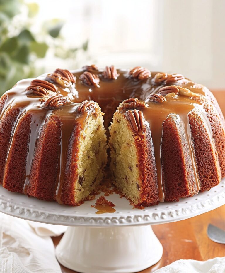 Moist Apple Pecan Cake With Caramel Glaze Recipe