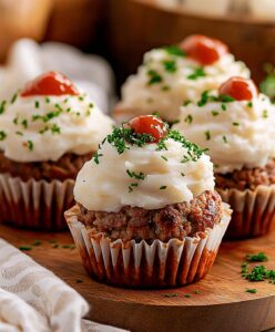 Savory Mini Meatloaf Muffins With Mashed Potato Frosting Recipe