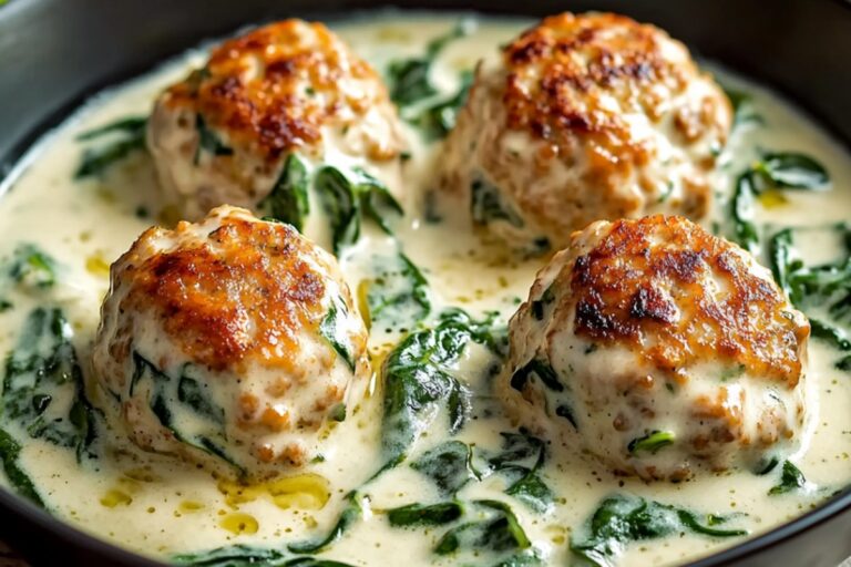 Chicken Ricotta Meatballs With Spinach Alfredo Sauce Recipe