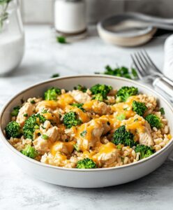 One Pan Cheesy Chicken Broccoli And Rice Recipe