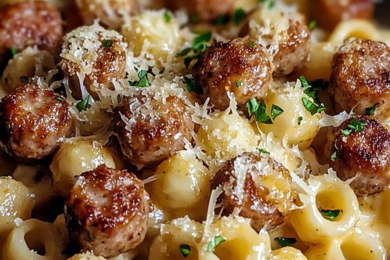 Garlic Butter Sausage Bites With Parmesan Pasta Recipe