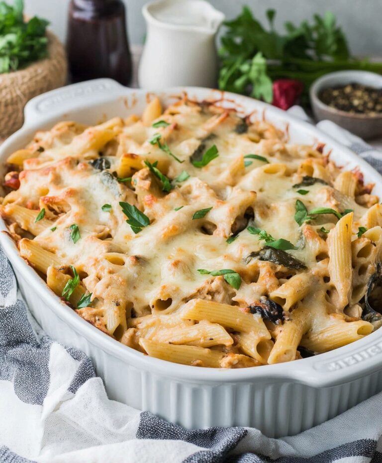 Creamy Tuscan Chicken Pasta Bake Recipe