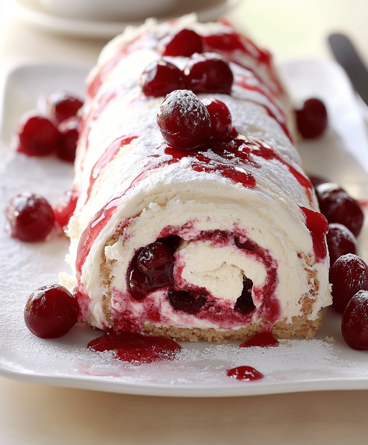 Divine Cherry Cheesecake Cake Roll Recipe