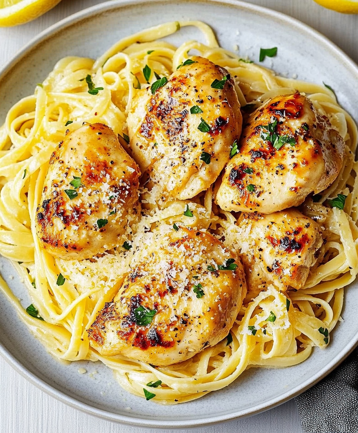 Lemon Garlic Butter Chicken With Parmesan Linguine Recipe