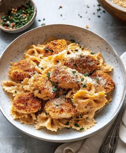 Garlic Butter Chicken Bites With Creamy Parmesan Pasta Recipe