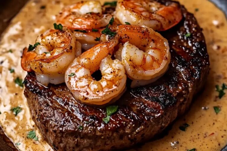 Steak With Creamy Cajun Shrimp Sauce Recipe