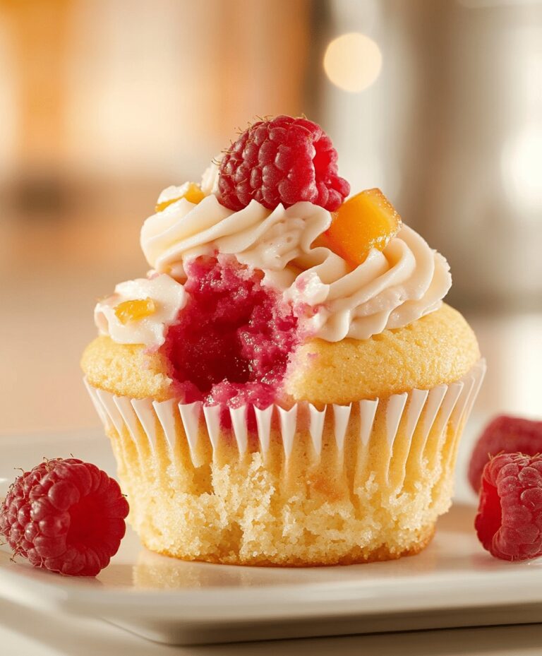 Delectable Peach Raspberry Heaven Cupcakes Recipe