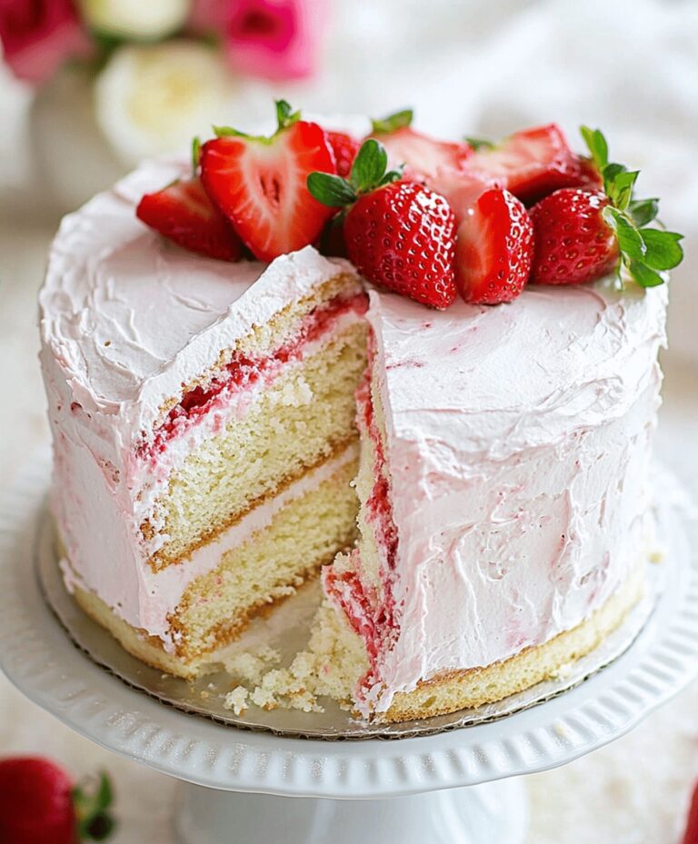 Strawberry Swirled White Chocolate Cake Recipe