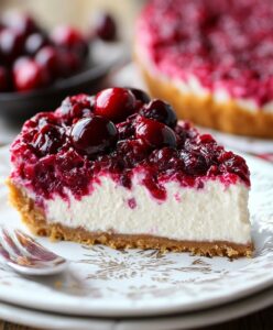 Creamy No Bake White Chocolate Cranberry Cheesecake Recipe