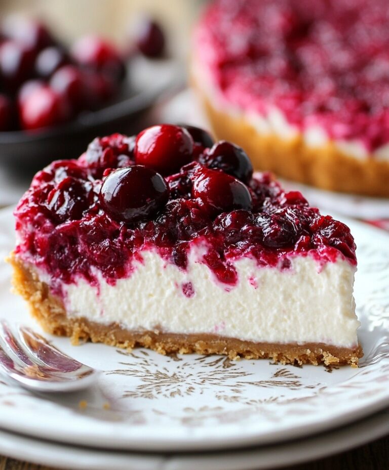 Creamy No Bake White Chocolate Cranberry Cheesecake Recipe