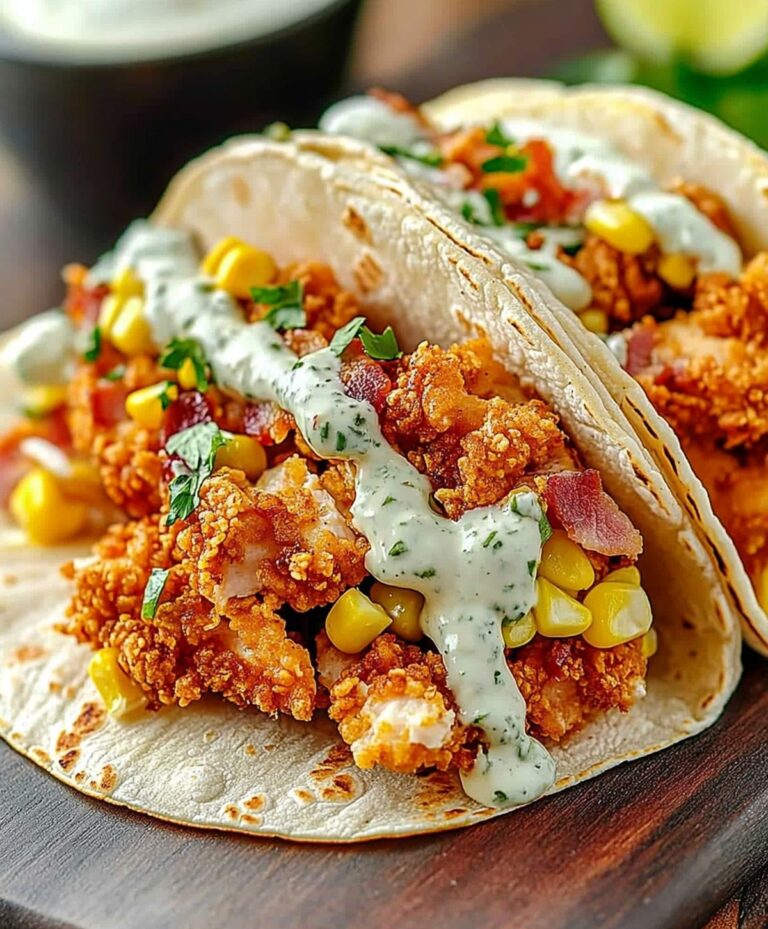 Crispy Fried Chicken Street Corn Tacos With Bacon And Zesty Jalapeno Lime Ranch Recipe