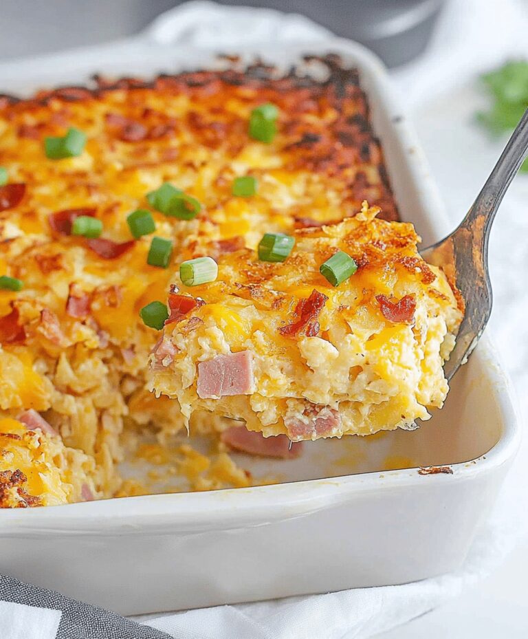 Cheesy Hashbrown Breakfast Casserole With Ham Recipe