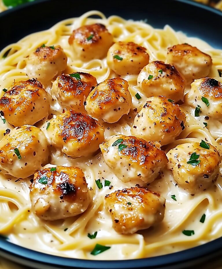 Savory Garlic Butter Chicken Bites With Rich Parmesan Pasta Recipe