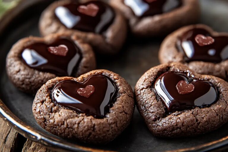 Heart Shaped Chocolate Thumbprint Cookies Recipe