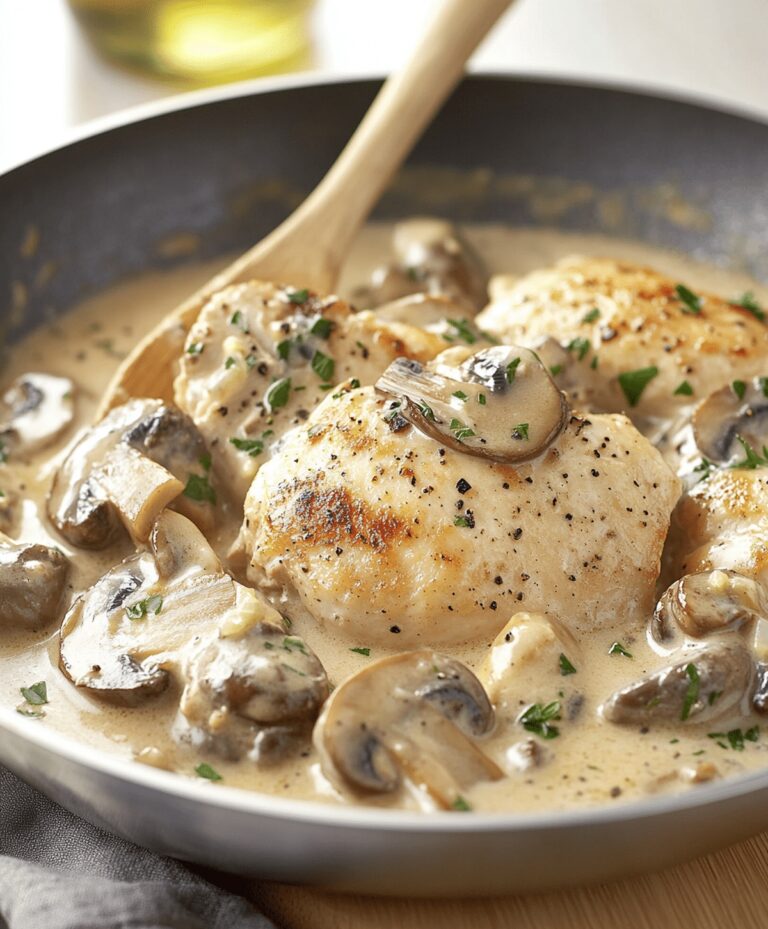 Skillet Asiago Chicken and Mushrooms Recipe