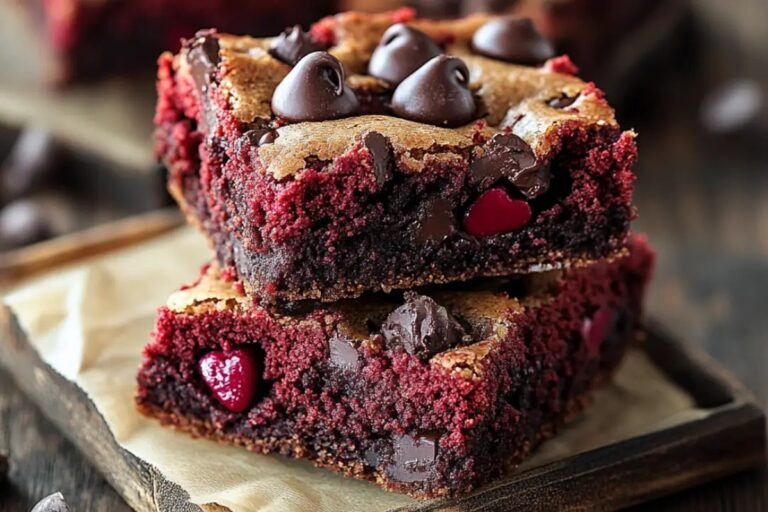 Valentines Day Red Velvet Chocolate Chip Cookie Bars Recipe