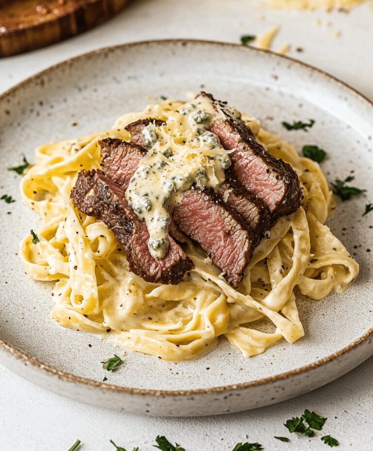 Savory Steak Gorgonzola Alfredo With Creamy Parmesan Sauce Recipe