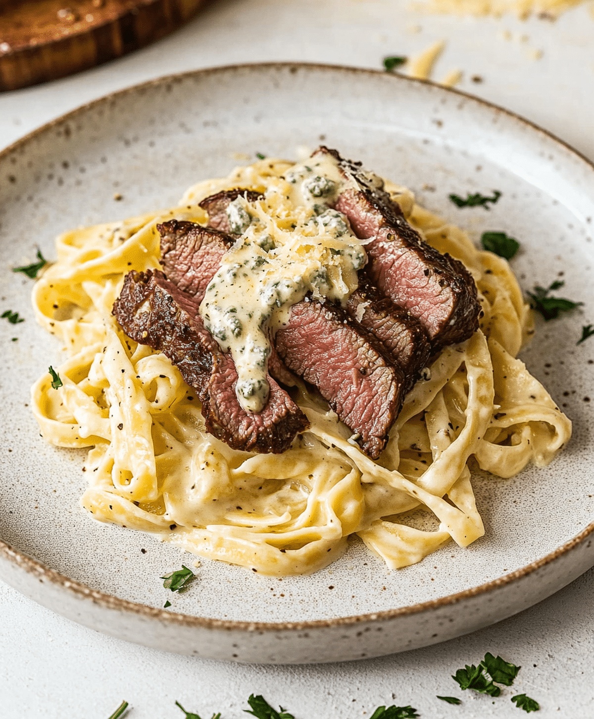 Savory Steak Gorgonzola Alfredo With Creamy Parmesan Sauce Recipe